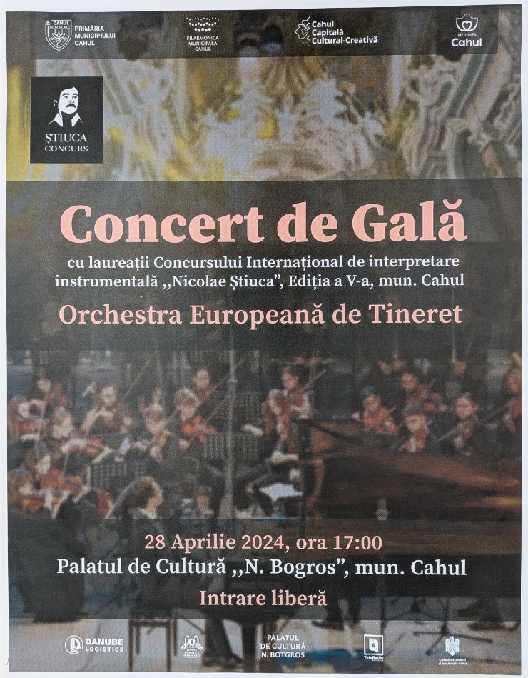 Afiș al Concertului de gală cu laureații Concursului Internațional de interpretare instrumentală ...