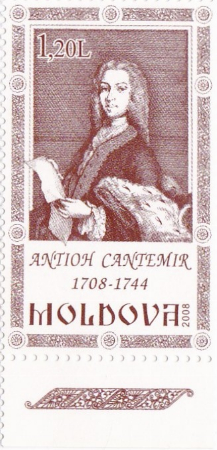 Timbru poștal cu valoare nominală de 1 lei + 20 bani. Antioh Cantemir 1708-1744