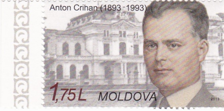 Timbru poștal cu valoare nominală de 1 lei + 75 bani. Anton Crihan (1893-1993)