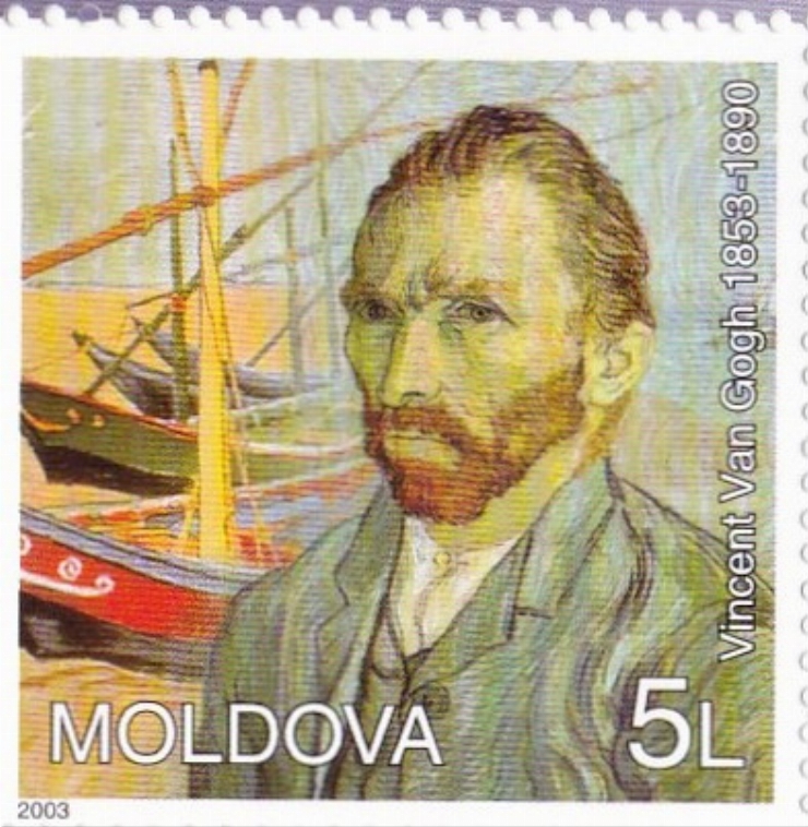 Timbru poștal cu valoare nominală de 5 lei. Vincent Van Gogh 1853-1890