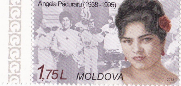 Timbru poștal cu valoare nominală de 1 lei + 75 bani. Angela Păduraru (1938-1995).