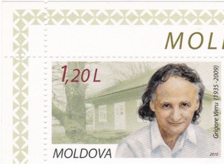 Timbru poștal cu valoare nominală de 1 lei + 20 bani. Grigore Vieru (1935-2009)