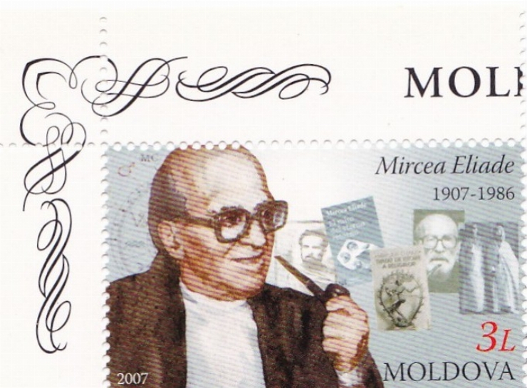 Timbru poștal cu valoare nominală de 3 lei. Mircea Eliade 1907-1986